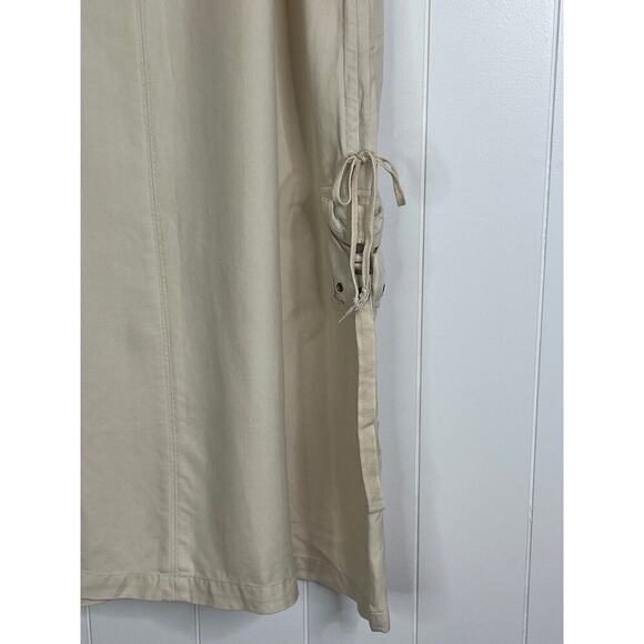 Da Nang Surplus 100% Silk Midi Length Cargo Drawsting Skirt in Cream Size Large - Picture 3 of 9